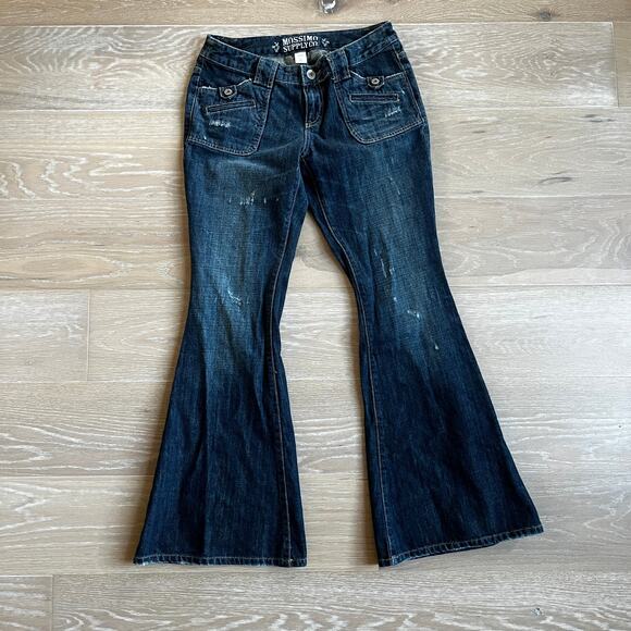 Mossimo Supply Co Distressed Low-Rise Flare Jeans Juniors sz 9 y2k - Picture 1 of 4